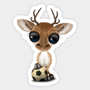 Cute Baby Deer With Football Soccer Ball Sticker